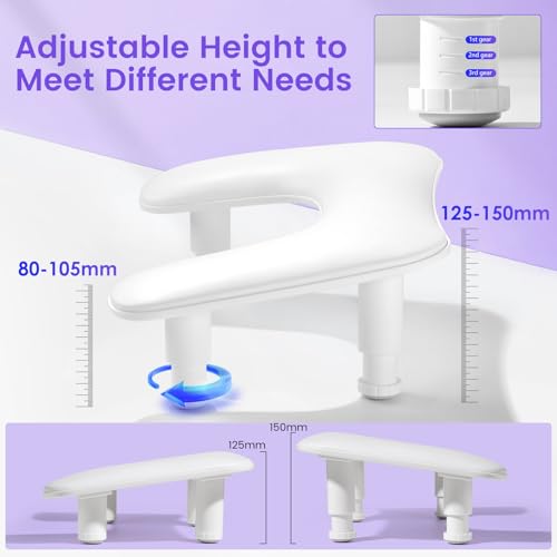 2nd Gen Height-Adjustable Nail Arm Rest - Ergonomic White Cushion