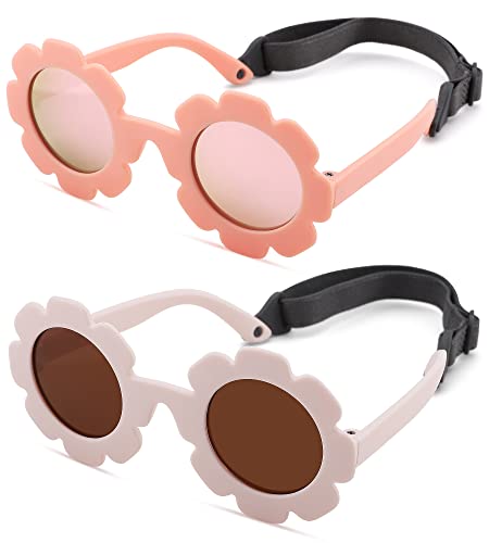 NULOOQ Polarized Baby Sunglasses with Strap, Flexible Unbreakable Frame