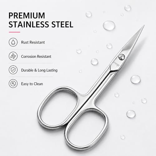 LIVINGO Left-Handed Curved Nail Scissors for Precise Manicure & Cuticle Care