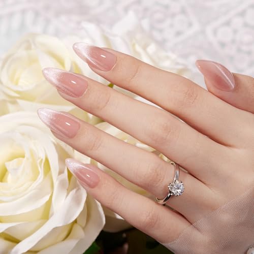 VSALON Press On Nails A3-2 French Tip Radiance | Nude Pink Cat Eye