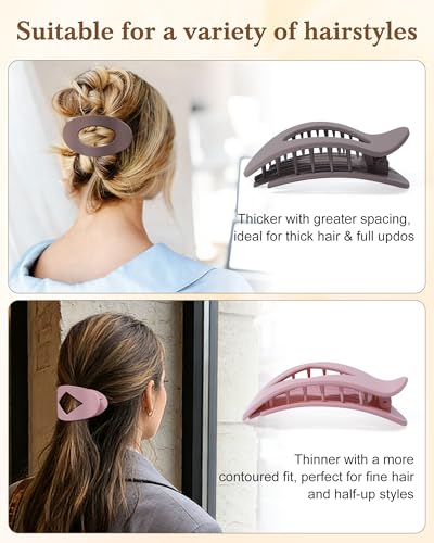 HOKEMP 6Pcs French Flat Hair Clips for Women - Matte Brown Set, Strong Hold for Thick & Thin Hair