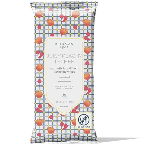 Beekman 1802 Goat Milk Face Wipes Juicy Peachy Lychee - 30 Count
