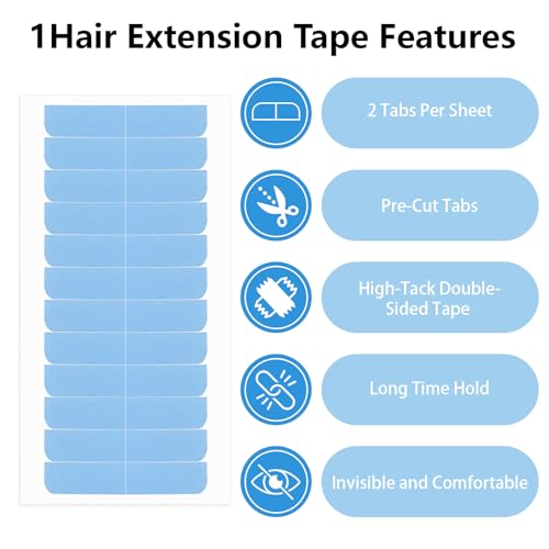 Opvixi Blue Hair Extension Tape Adhesive - 432 Pcs for Seamless Fit
