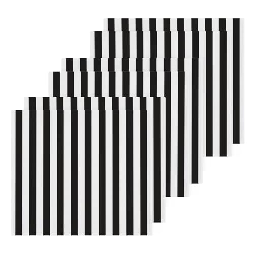 xigua Black and White Striped Cotton Washcloths - 12x12 Inch, 2 Pack
