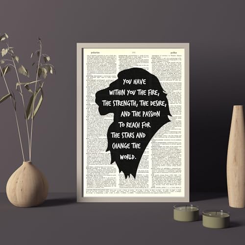 Inspirational Lion Quote Wall Art Print on Vintage Dictionary Page