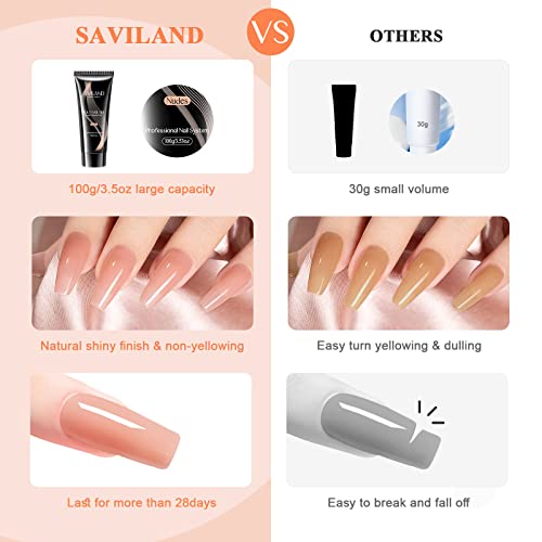 Saviland Hema-Free Poly Nail Gel - 100g Large Capacity Nude Extension