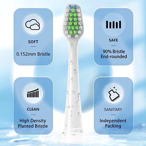 Earouth Replacement Heads for Smile Bright Platinum Sonic Toothbrush, 10 Pack
