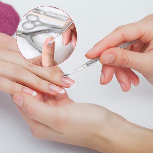 Dual-Ended Stainless Steel Cuticle Pusher and Trimmer Tool