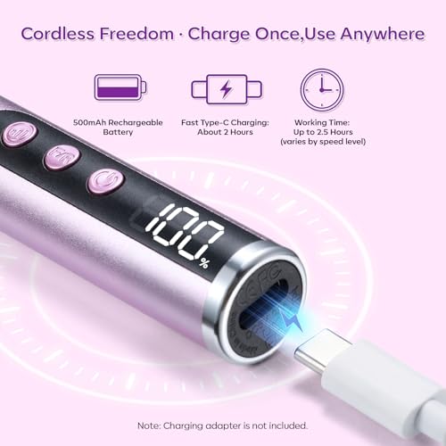 Makartt Cordless Nail Drill - 25000RPM Electric E-File for Gel Removal