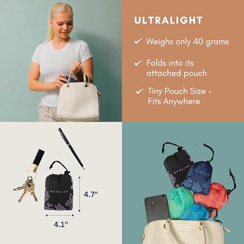 Nereiva 55 lbs Reusable Shopping Bag - Foldable & Washable Tote