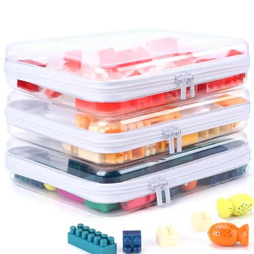 YOPCDJ Large Clear Hard Shell Zipper Case - 3 Pack Waterproof Pouches