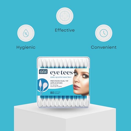 Fran Wilson EYE TEES Double-Sided Cotton Swabs - 80 Count (3 Pack) for Makeup Application and Cleaning