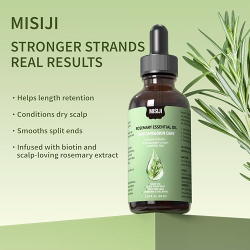 MISIJI Rosemary Oil for Hair Growth & Scalp Care with Massager – Strengthen & Nourish All Hair Types