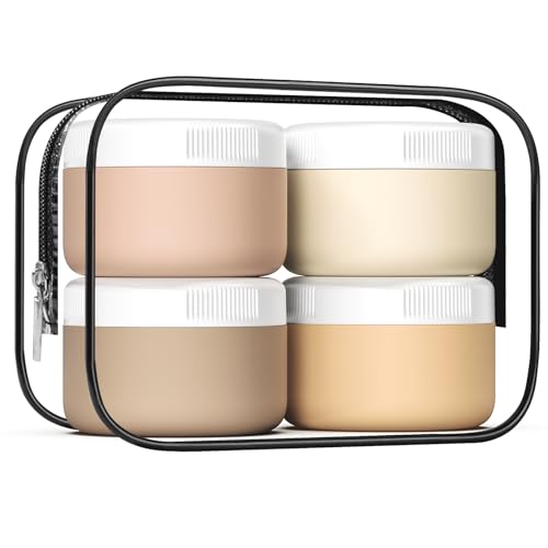 Travel 2oz Silicone Cream Jars — 4 Pack, BPA-Free Leakproof Containers for Toiletries (60 ml pack) Kuangre