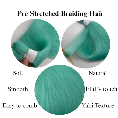 Turquoise Pre-Stretched Knotless Braiding Hair 26 Inch - Boho Style, Yaki Texture