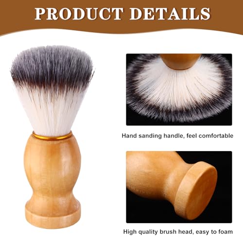 7Pcs Brown Shaving Brush Set with Wooden Handle - Professional Quality