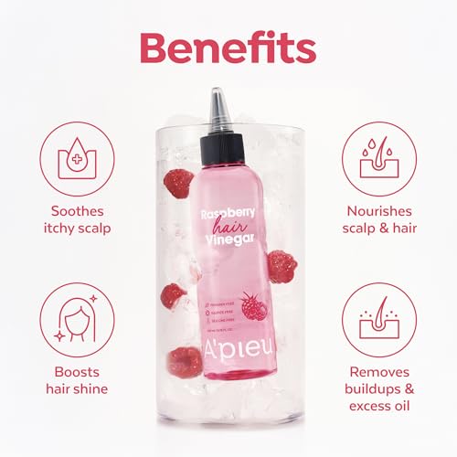 A¡¯PIEU Raspberry Hair Vinegar Rinse for Scalp Detox & Clean, Smooth & Shiny Hair, Clarifying Treatment for Dandruff, Buildup, Oily & Itchy Scalp, pH Balancing, Korean Haircare, 6.76 fl oz