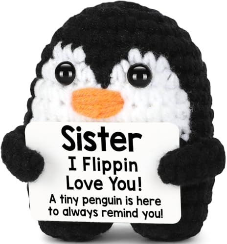 Handmade Crochet Penguin Gift for Sister - Funny Pocket Companion