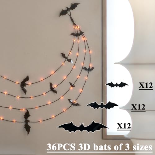 Hairui 6FT Lighted Halloween Garland with 80 LED Bats