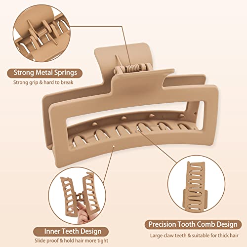 Jelyne 5-Inch Extra Large Square Hair Claw Clips, 8-Pack Matte Jaw Clips