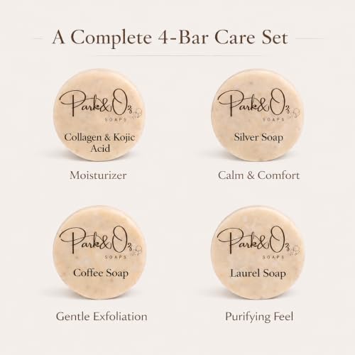 PARK & OZ 4-in-1 Luxury Turkish Soap Set – Collagen, Coffee, Laurel & Silver