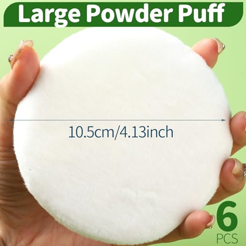 Teenitor 6pcs Large Velour Powder Puffs - 4.13 Inch Body Powder Applicators