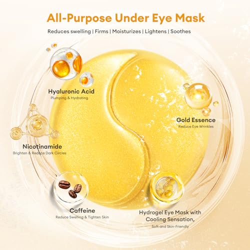 Gold Eye Patches - Hydrogel Masks for Dark Circles & Puffiness, 60 PCS