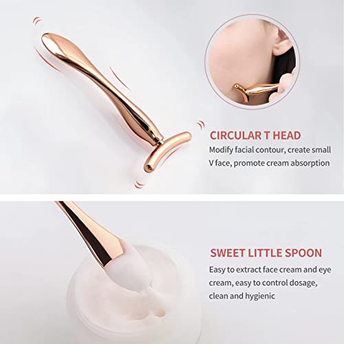 Metal Eye Cream Applicator & Face Roller Massager Set - Gold