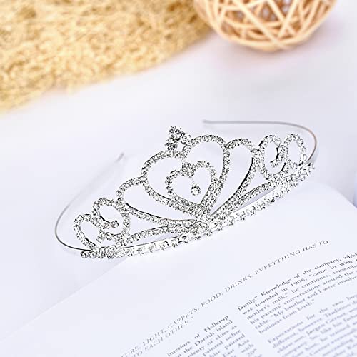 Lovelyshop 3 Pack Rhinestone Heart Tiara for Girls - Wedding, Prom, Birthday, Bridal & Princess Headpiece