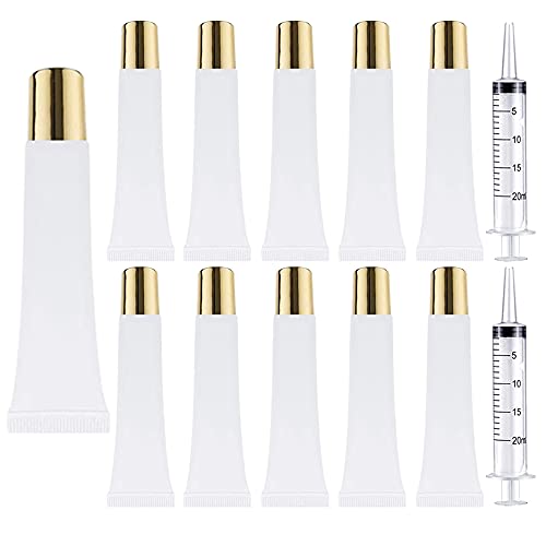 AMORIX 50PCS 15ml Gold Cap Lip Gloss Tubes - DIY Beauty Supplies