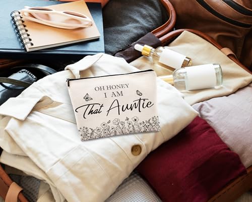 Auntie Gifts Makeup Bag - Travel Cosmetic Organizer for Aunt from Niece