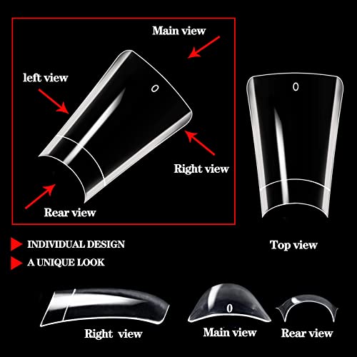 550PCS Clear Half Cover Duck Nail Tips for Acrylic Nails, Short Curved French Fake Tips, 11 Sizes for Nail Art