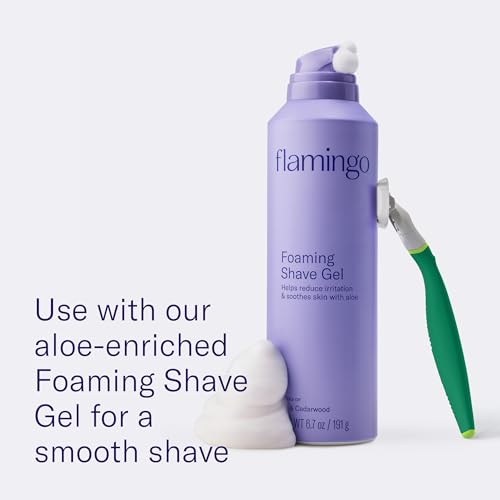 Flamingo Women's Shaving Razor Set with 4 Blade Refills & Shower Holder