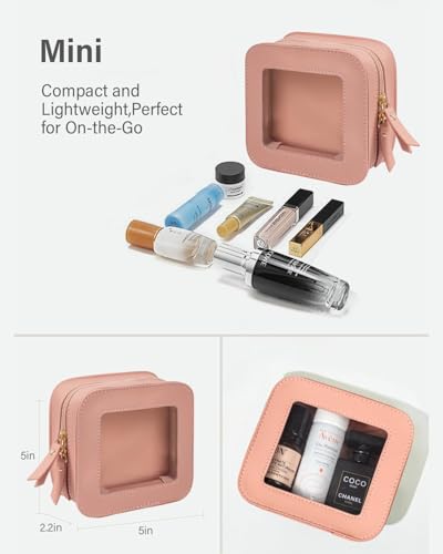 LETGO Pink Clear Makeup Bag Set - Waterproof Travel Cosmetic Bags (Standard + Mini)