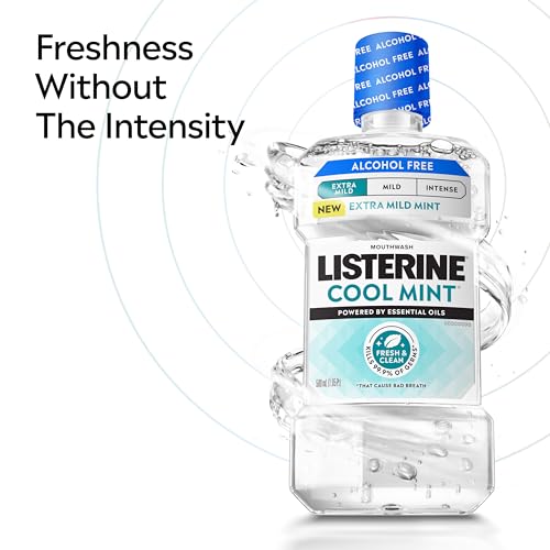 Listerine Extra Mild Alcohol-Free Mouthwash, Cool Mint - 2 x 1L
