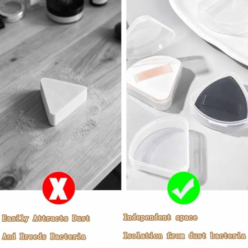 8-Pack Clear Triangle Makeup Sponge Holder Cases for Travel