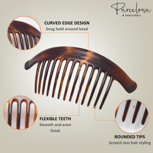 Parcelona Extra Large Tortoiseshell Hair Combs for Updos - 13 Teeth