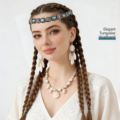 Teenitor 5pcs Rhinestone Beaded Headbands for Women