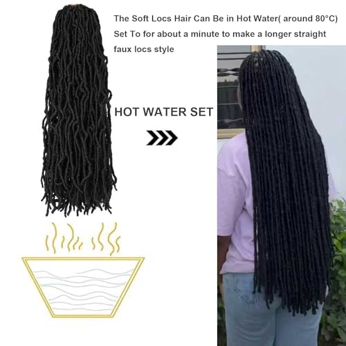 Datuoda 8 Packs 24 Inch Soft Locs Crochet Hair - 1B Faux Locs