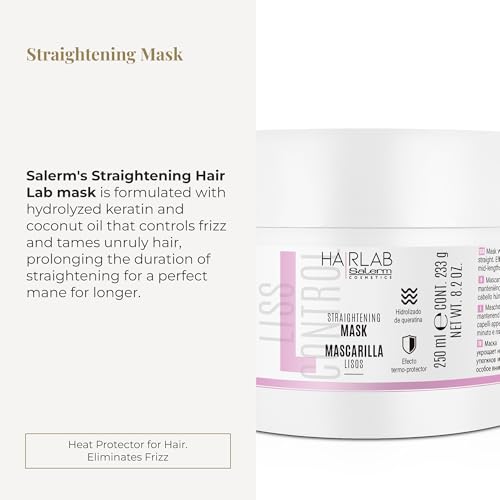 Salerm Lisos Hair Lab Smoothing Mask with Keratin & Coconut Oil - 250 ml for Frizz Control