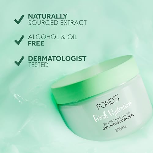 POND'S Fresh Hydration Gel Moisturizer 3.4 oz (Pack of 2) - 24 HR Aloe & Vitamin E