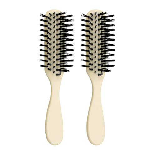 G.B.S Faux Ivory Nylon Bristle Hair Brush 7 3/8" for Detangling & Styling (2 Pack)