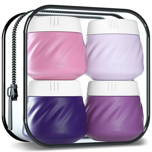 Gemice Purple 3oz Silicone Travel Containers - Leakproof Cosmetic Jars, 4 Pack