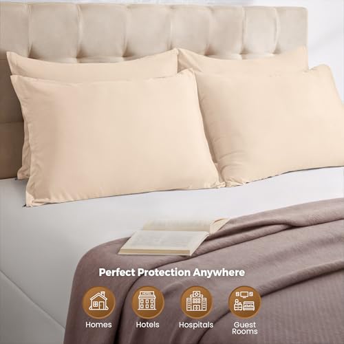 Utopia Bedding Queen Size Pillow Protectors (Pack of 4) - Soft Microfiber, Zippered, Fade Resistant