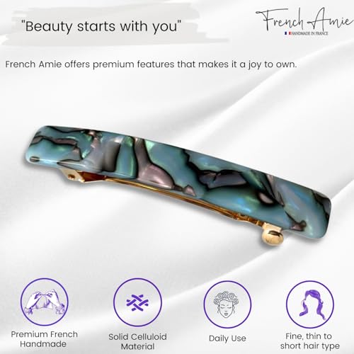 French Amie 2.25" Small Hair Barrette - Gray Magma Cellulose Acetate Clip