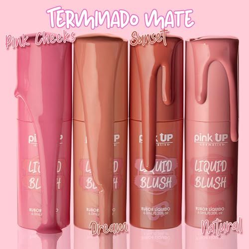 Pink Up Sunset Liquid Blush 6ml - Long-Lasting, Non-Greasy, Matte with Subtle Shimmer