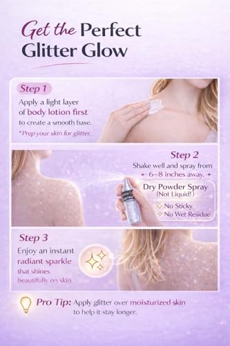 Sovano Glint Rainbow Hair & Body Glitter Dry Powder Spray (10g Glitter) 25g Bottle
