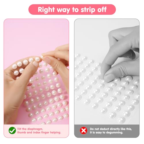 Self-Adhesive Pearl Stickers for Crafts & Makeup - Assorted White Sizes, 3701pcs