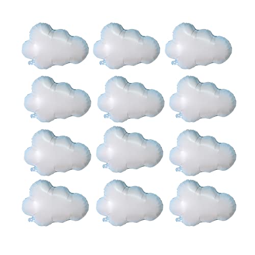 12 White Cloud Foil Balloons for Baby Shower & Birthday Parties