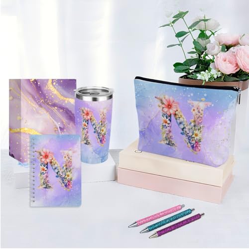 Personalized 6-Piece Monogrammed Gift Set with 20 oz Tumbler and Makeup Bag
